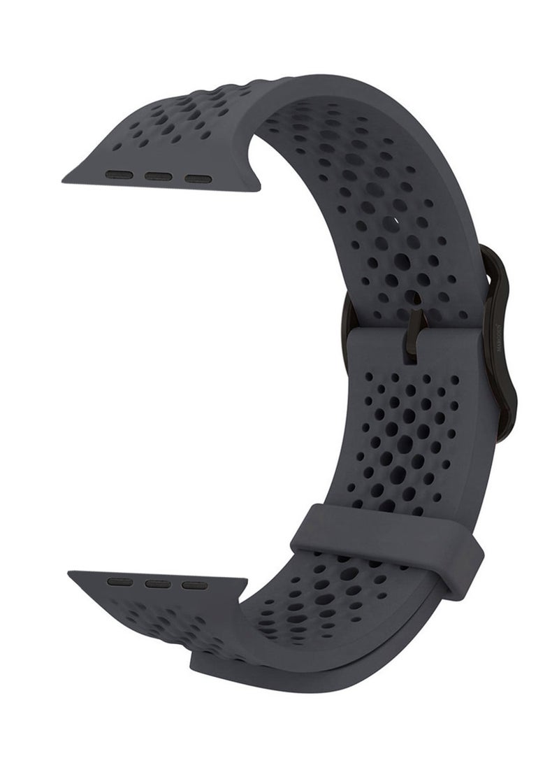 CATANES حزام ساعة رياضي سيليكون 49mm/45mm/44mm متوافق مع ساعة آبل سيريس 9/8/7/6/5/4/3/2/1 و SE - حزام ناعم وقابل للتنفس مع مشبك - رمادي داكن - Image 2